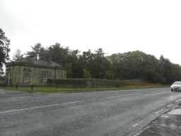 Oblique view of the East Lodge and wall to Streathlam Castle October 2016